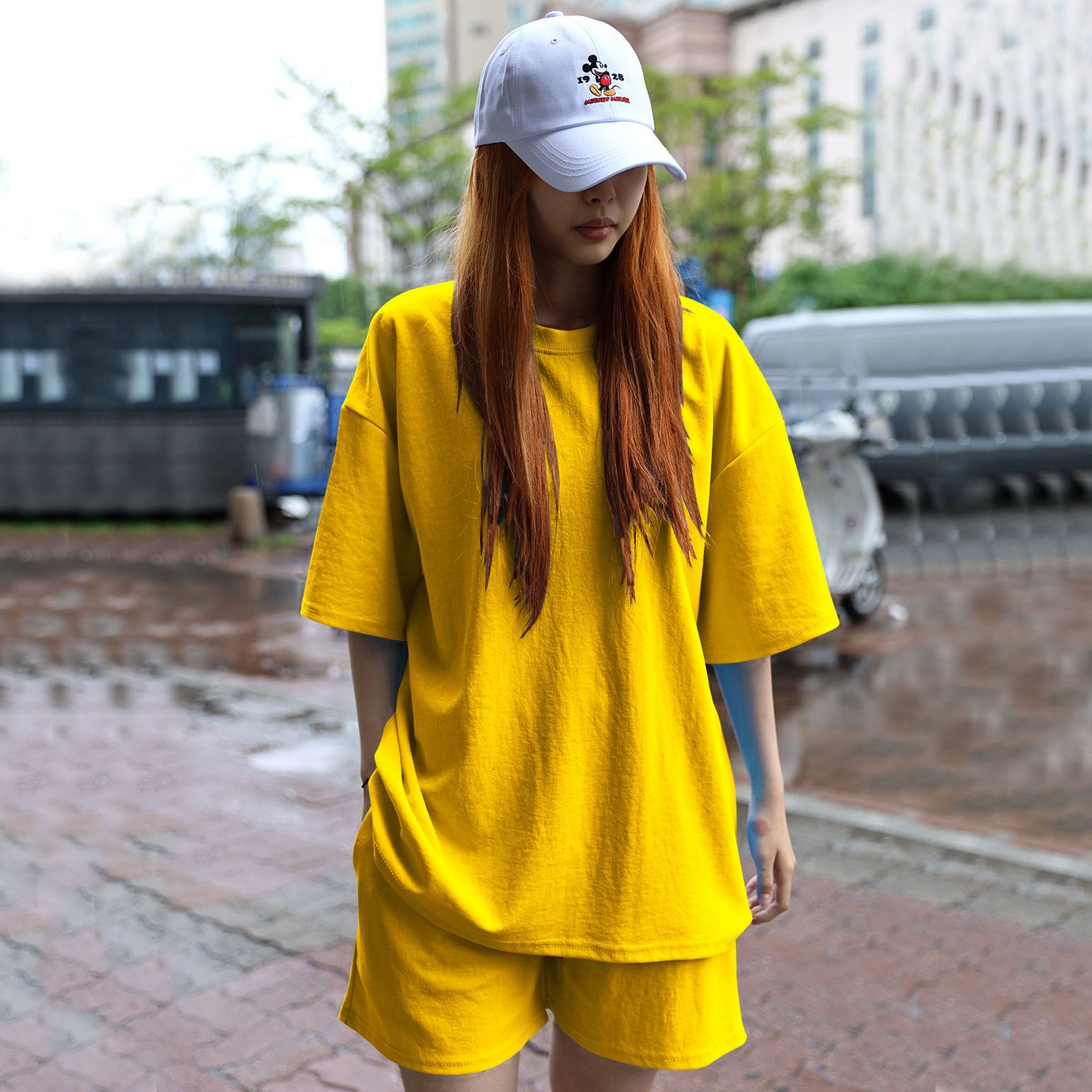 Spring Summer Jogging 2-Pieces Set Women Outfit Short Sleeve Running Sports Cute Print T-Shirts And Shorts Sets For Female