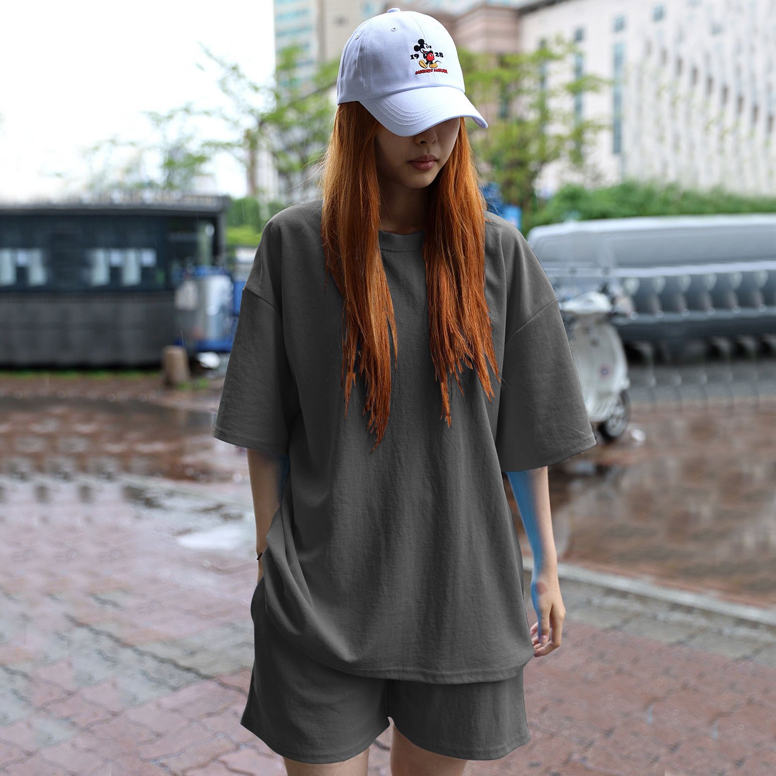 Spring Summer Jogging 2-Pieces Set Women Outfit Short Sleeve Running Sports Cute Print T-Shirts And Shorts Sets For Female
