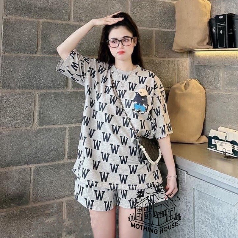 Casual set women's summer new loose letter short sleeved shorts running sports two-piece set