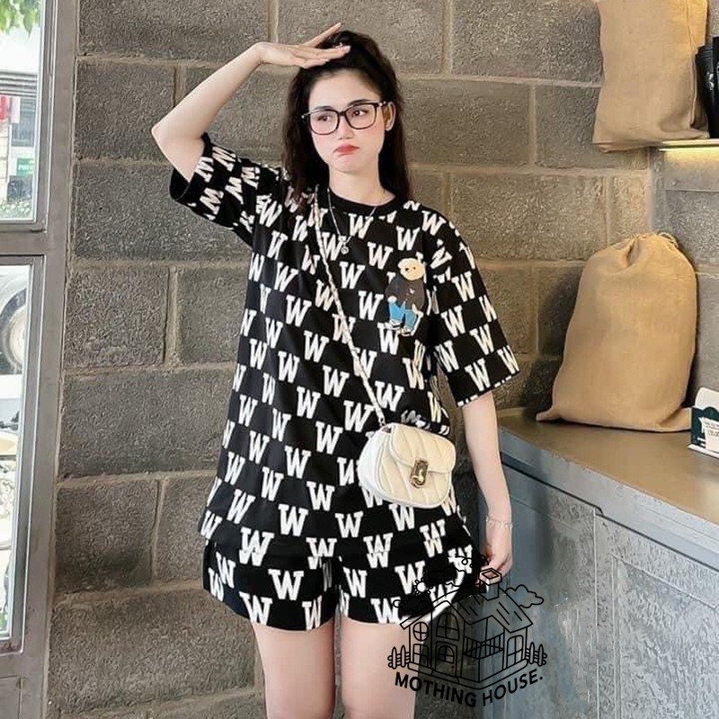 Casual set women's summer new loose letter short sleeved shorts running sports two-piece set