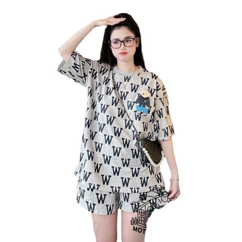 Casual set women's summer new loose letter short sleeved shorts running sports two-piece set