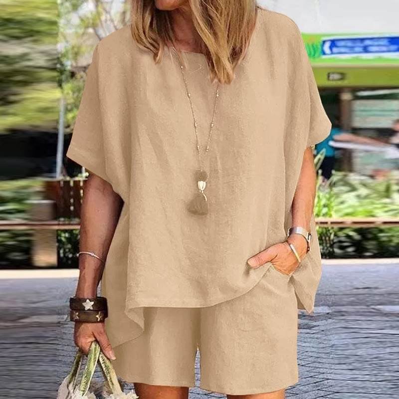 Summer Casual Tracksuit Women's Shorts Suits Short Sleeve Shirt Tops Loose Mini Shorts Two Piece Matching Set Streetwear