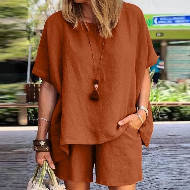 Summer Casual Tracksuit Women's Shorts Suits Short Sleeve Shirt Tops Loose Mini Shorts Two Piece Matching Set Streetwear