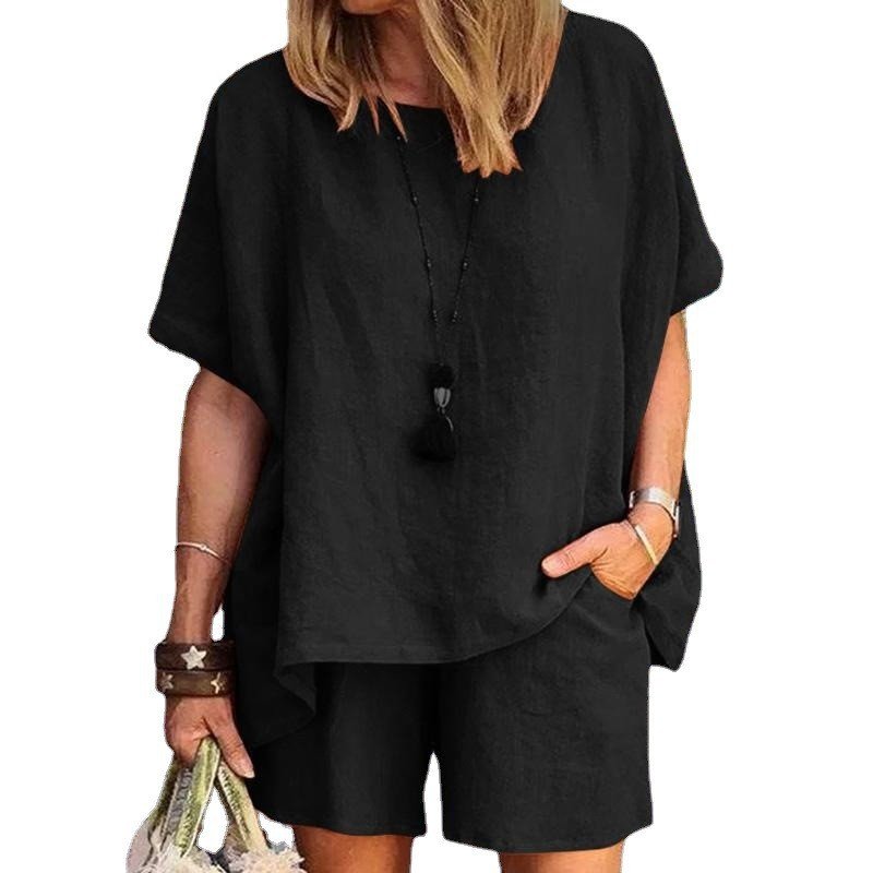 Summer Casual Tracksuit Women's Shorts Suits Short Sleeve Shirt Tops Loose Mini Shorts Two Piece Matching Set Streetwear