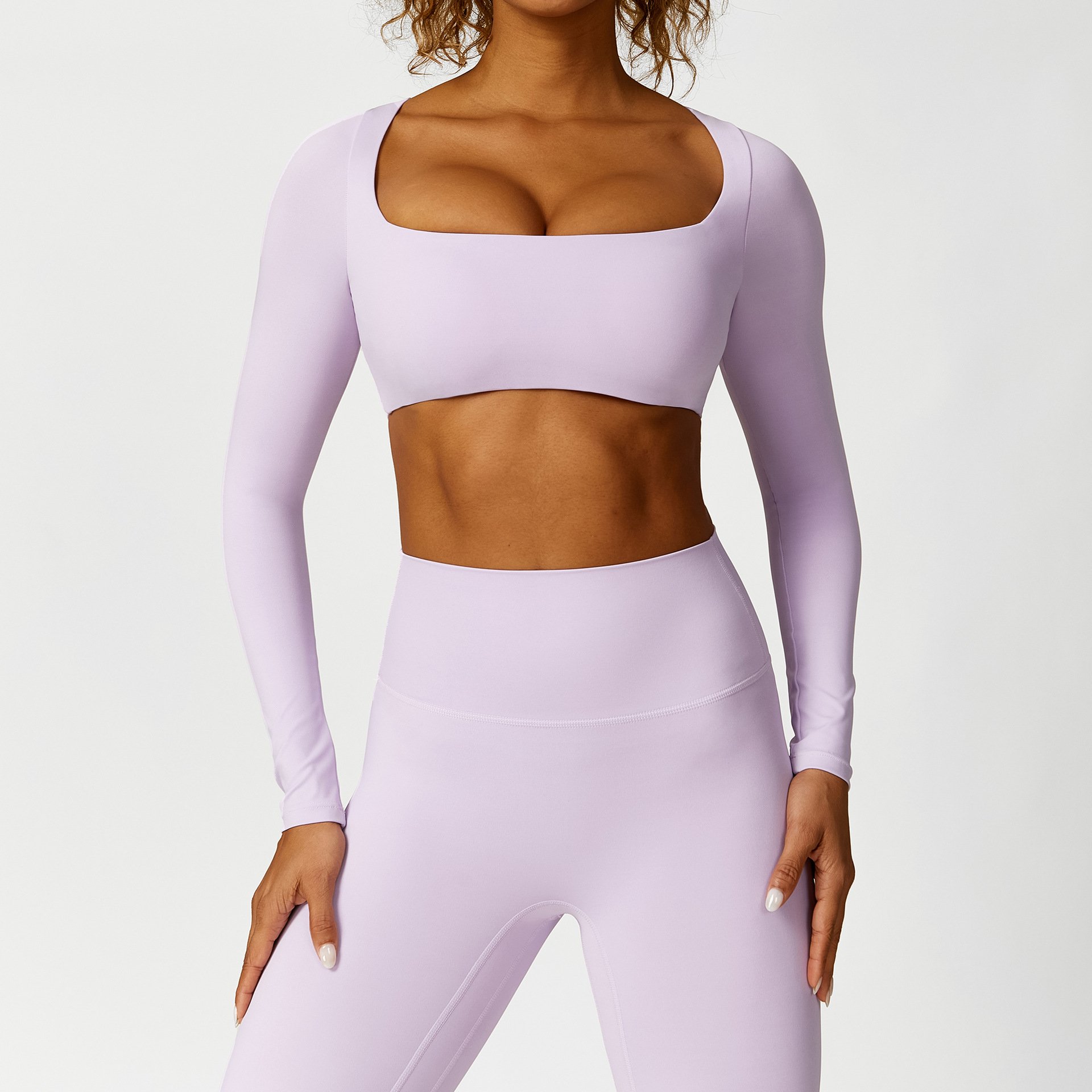 High quality Yoga suit padded long sleeve high waist hip lifting pants women's sports fitness wear
