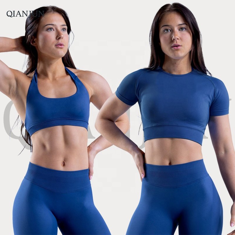 Seamless Women's Gym Wear High Waist Yoga Leggings & Long Sleeve Crop Top Comfortable Fitness Sports Suit
