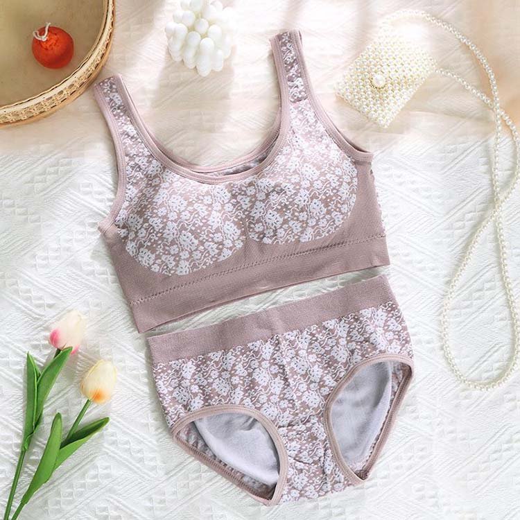 Best Quality Comfortable Full Cup Seamless Bra Set with Wide Strap Lift Fashion Women's Ensemble and Tube Underwear