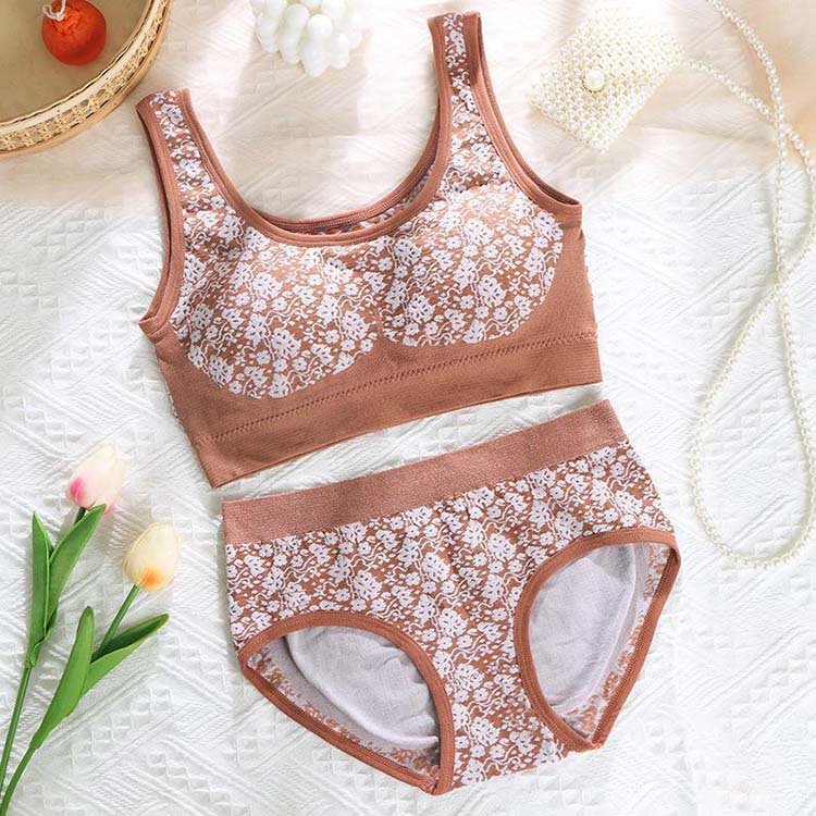 Best Quality Comfortable Full Cup Seamless Bra Set with Wide Strap Lift Fashion Women's Ensemble and Tube Underwear
