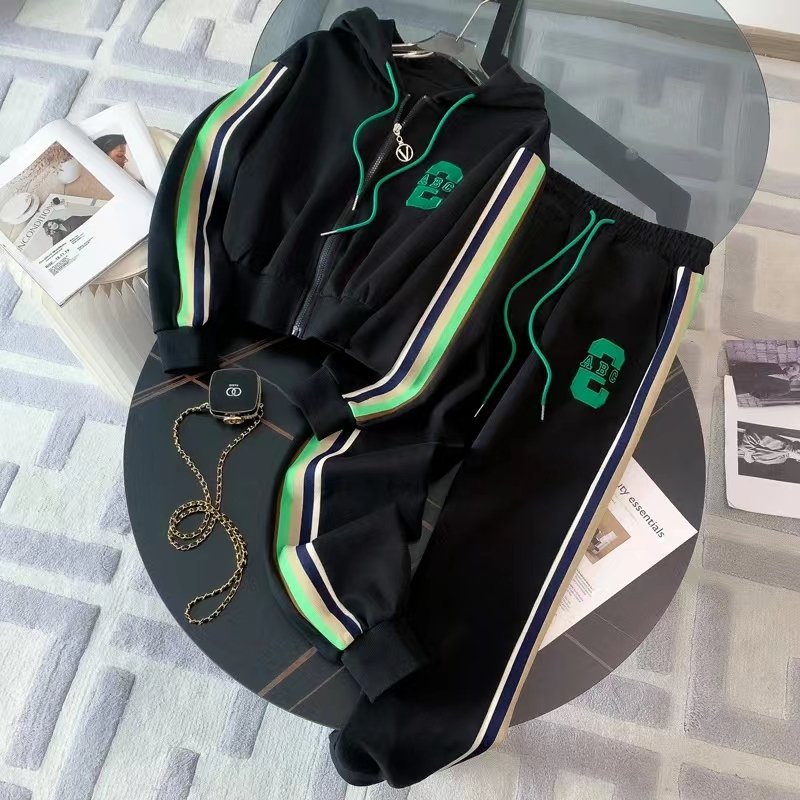 Single/suit sportswear 2024 spring and autumn new Korean fashion hoodie + trousers loose two-piece set