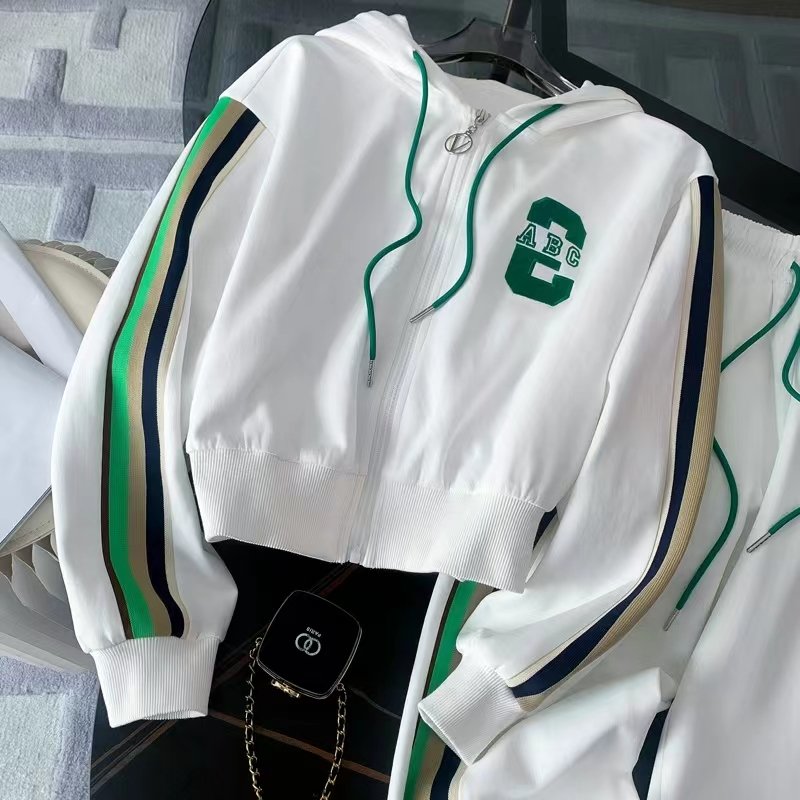 Single/suit sportswear 2024 spring and autumn new Korean fashion hoodie + trousers loose two-piece set