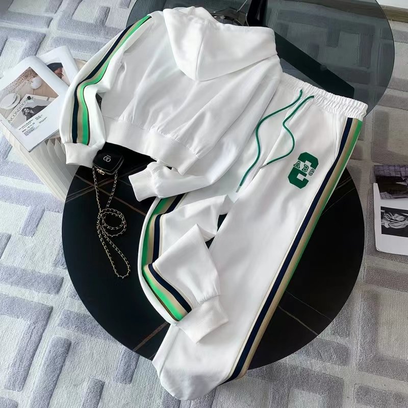 Single/suit sportswear 2024 spring and autumn new Korean fashion hoodie + trousers loose two-piece set