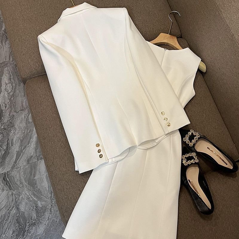 Boutique Wholesale 2024 Autumn New Fashion Design Irregular Vest Skirt Suit Jacket Women's Set