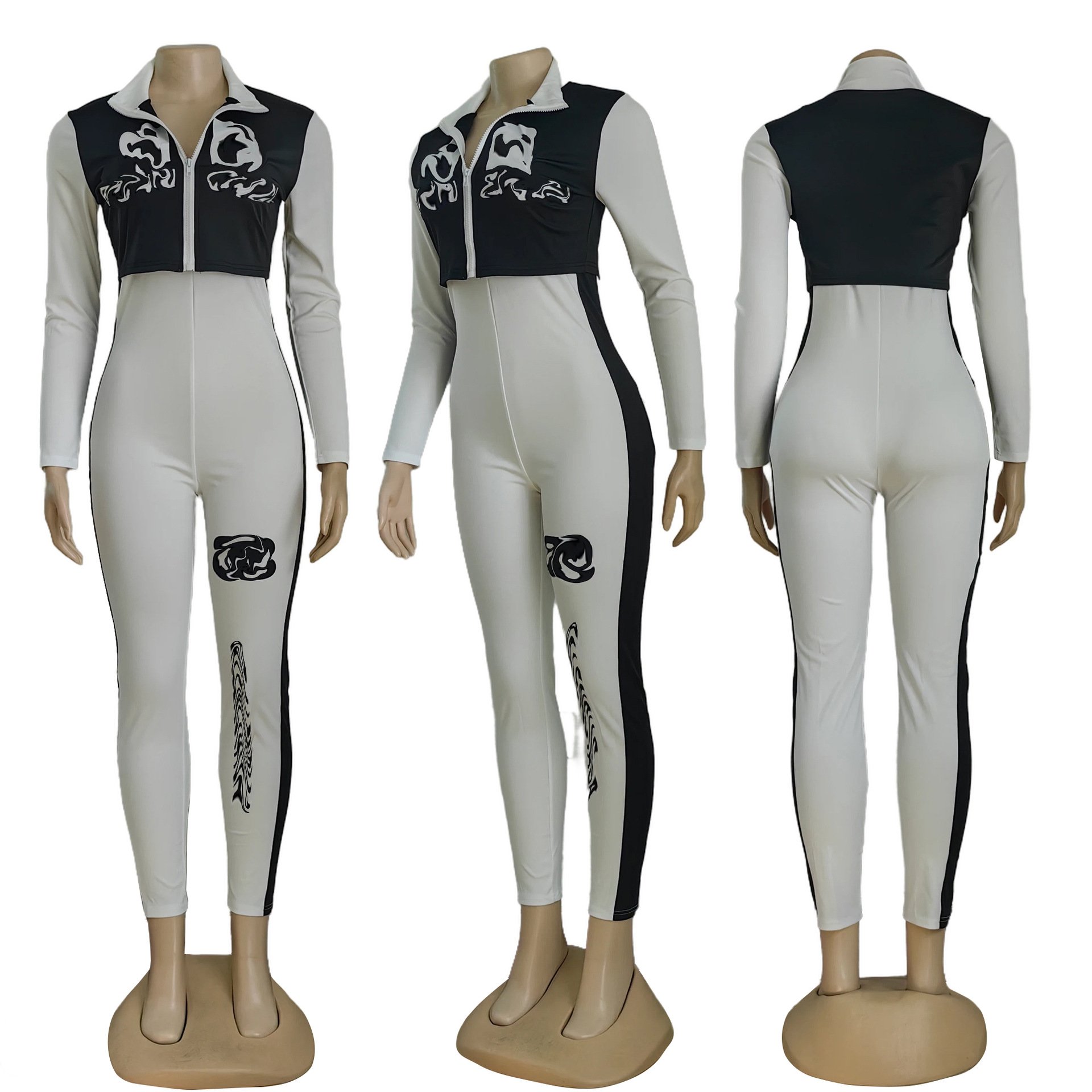 J5023 European and American Women's Clothing Summer and Autumn Trendy Grace Women's Casual Fashion Sports Two-Piece Set in Stock