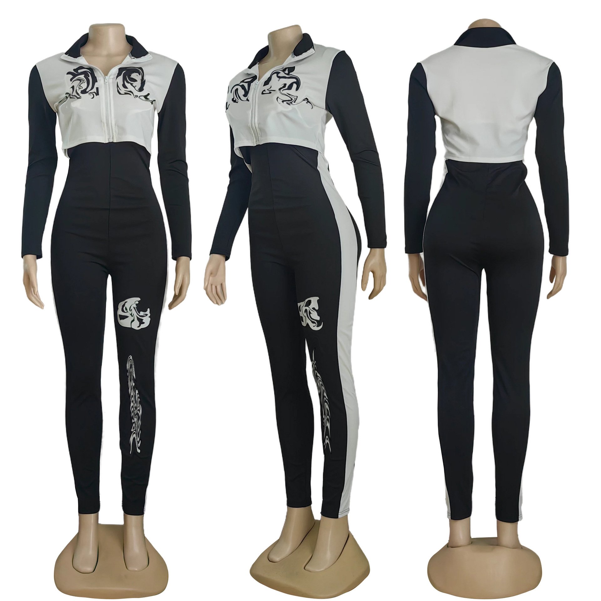 J5023 European and American Women's Clothing Summer and Autumn Trendy Grace Women's Casual Fashion Sports Two-Piece Set in Stock