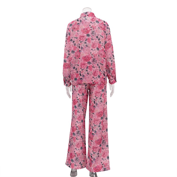 Allover Floral Shirt And Lining Pants Designer Fashion Outfit Fall 2024 Clothes Coords Two Piece Set Women Clothing Women's Sets