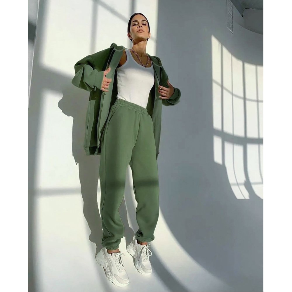 Europe and the United States street trend zipper hoodie autumn winter 2022 new fashion velvet trousers two-piece women's set