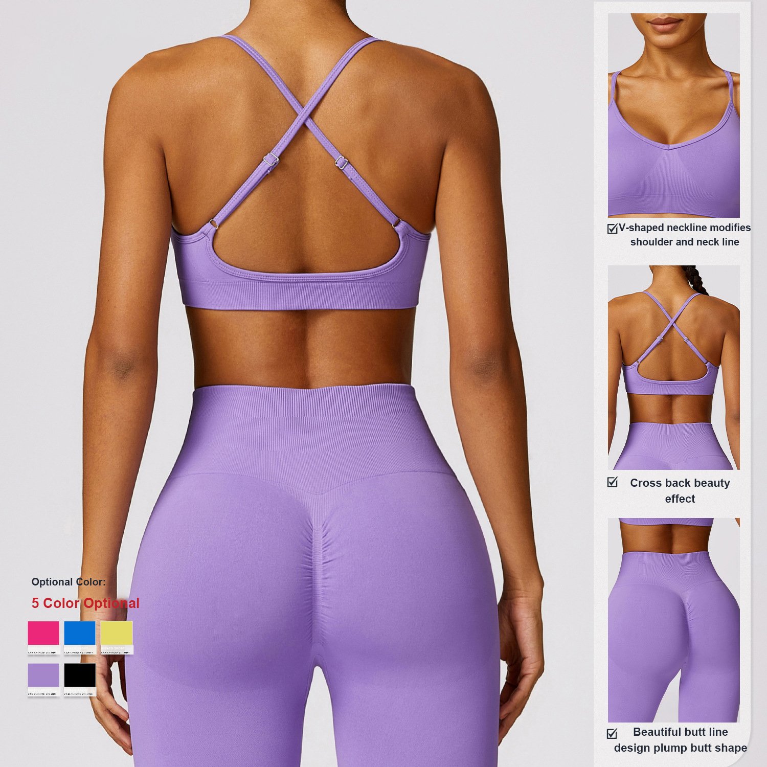 seamless yoga set beautiful back yoga suit Tight fitting Gym Long sleeve Jackets women's Vest leggings tops fitness sports bra