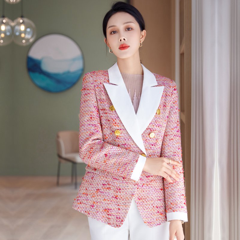 Office Set Business Women Solid Color Breasted Blazer and Pants Two Piece Set OL Style Women's Suit