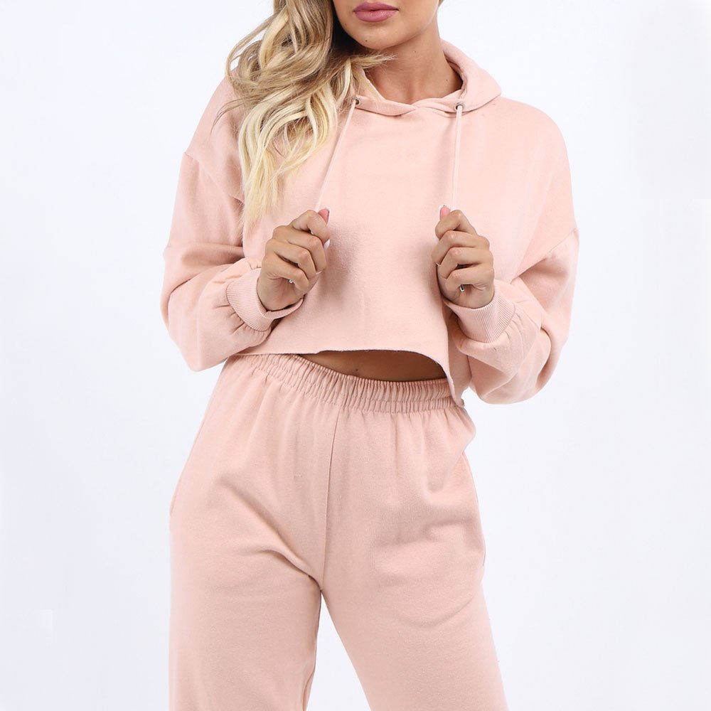 Private Label Bulk Jogging Sweat Suits Vendor Women Custom logo Jogger Sweatsuit Tracksuit Set