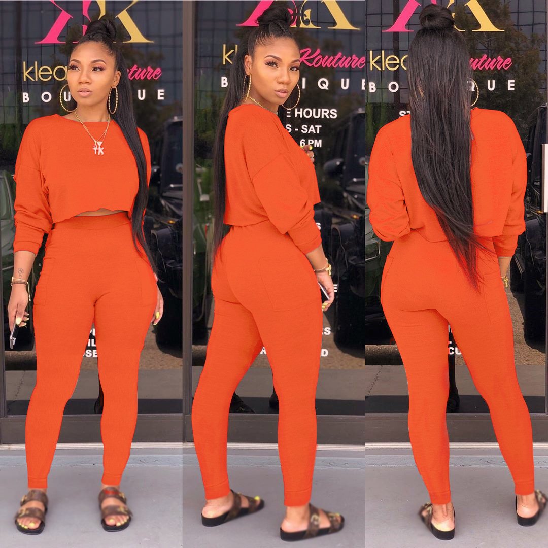 New Arrivals Fall Winter Candy Colors Comfy Long Sleeve Matching Women Sets Joggers Suits Two Piece Pants Set Women Clothing