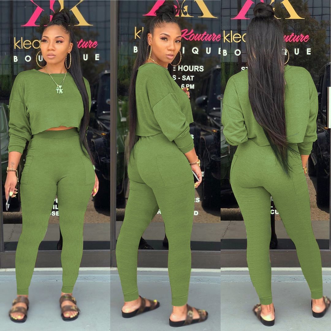 New Arrivals Fall Winter Candy Colors Comfy Long Sleeve Matching Women Sets Joggers Suits Two Piece Pants Set Women Clothing