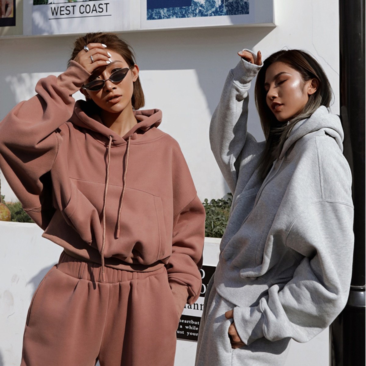 Winter Womens Oversize Hoodie Sweatshirt Two Piece Jogger Gym Crop Top Sets