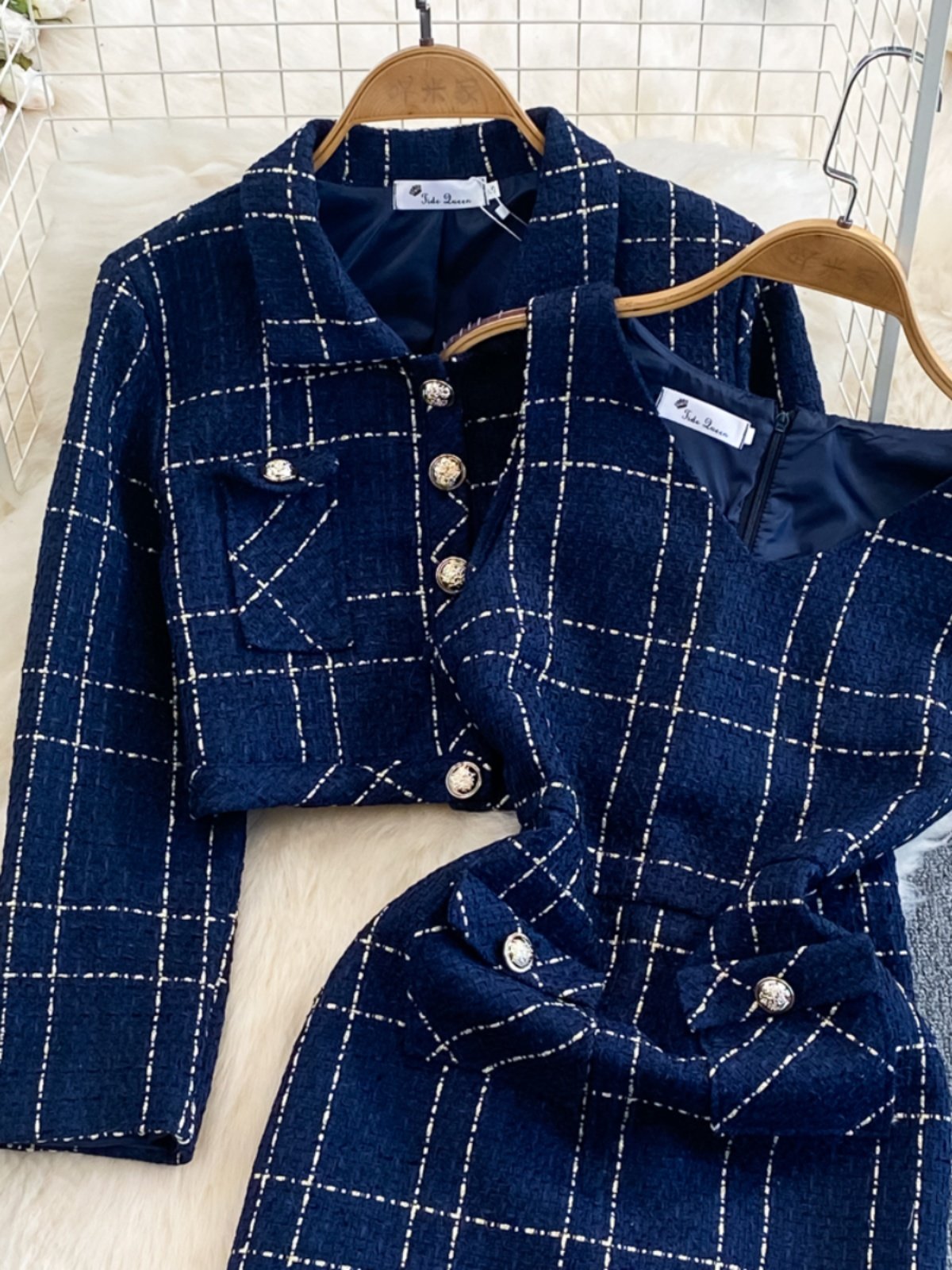 Boutique Wholesale 2024 Autumn New Fashion Style Long Sleeved Jacket Waist Cinched Vest Dress Women's Sets