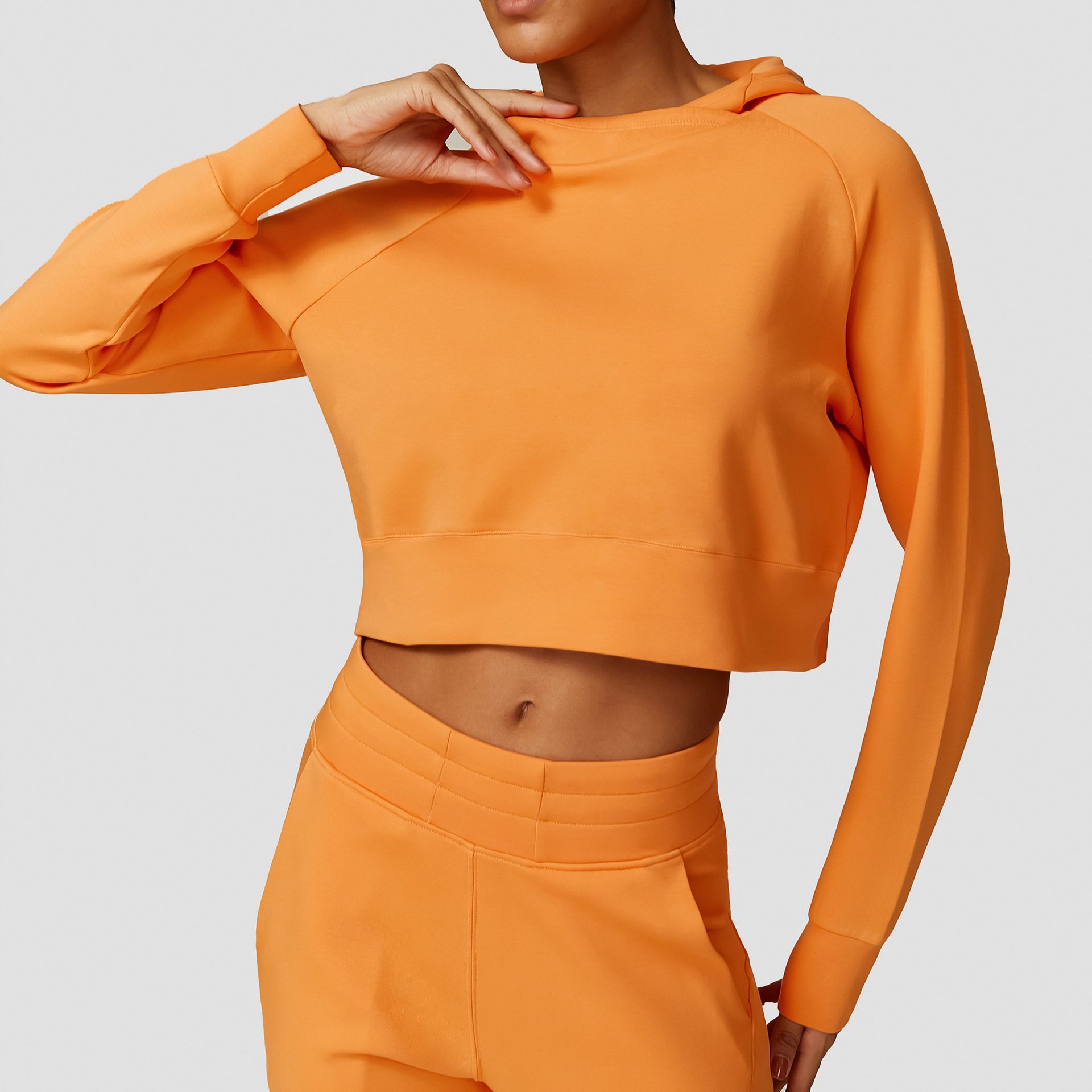 2024 Wholesale Gym Sportswear Casual Running Long Sleeves Top And Loose Pants Women Hoodie Set