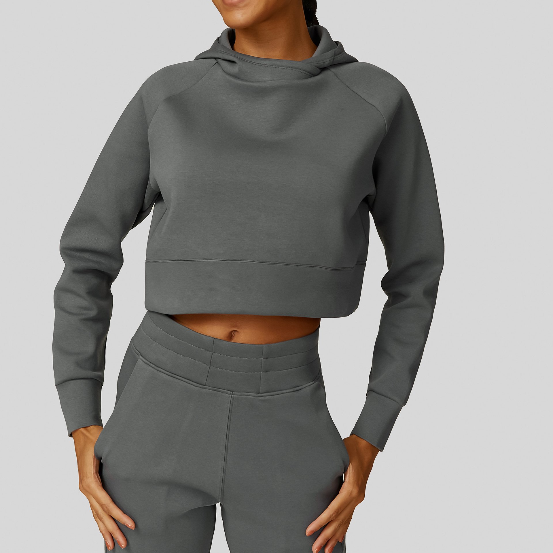 2024 Wholesale Gym Sportswear Casual Running Long Sleeves Top And Loose Pants Women Hoodie Set