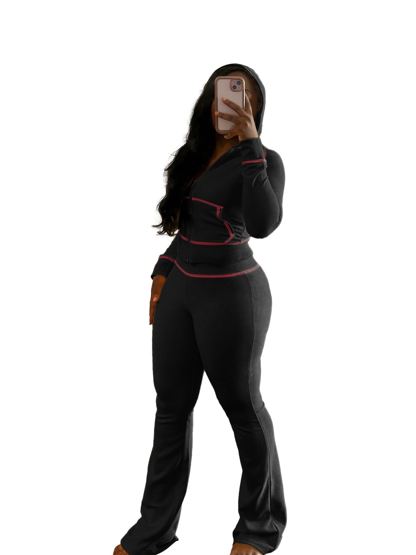 Custom 2025 New Flares Pant Tracksuits For Women Oem Embroidery Knitting Workout Sets For Women Cotton Hoodies Women'S Sets