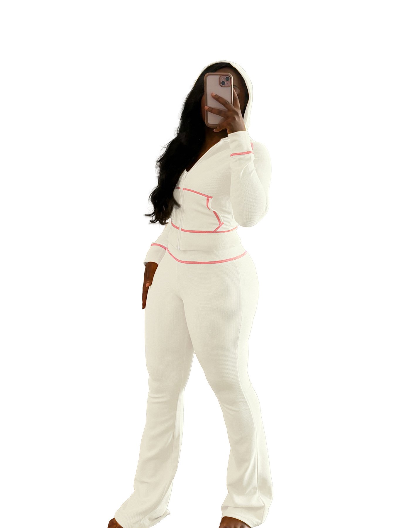 Custom 2025 New Flares Pant Tracksuits For Women Oem Embroidery Knitting Workout Sets For Women Cotton Hoodies Women'S Sets