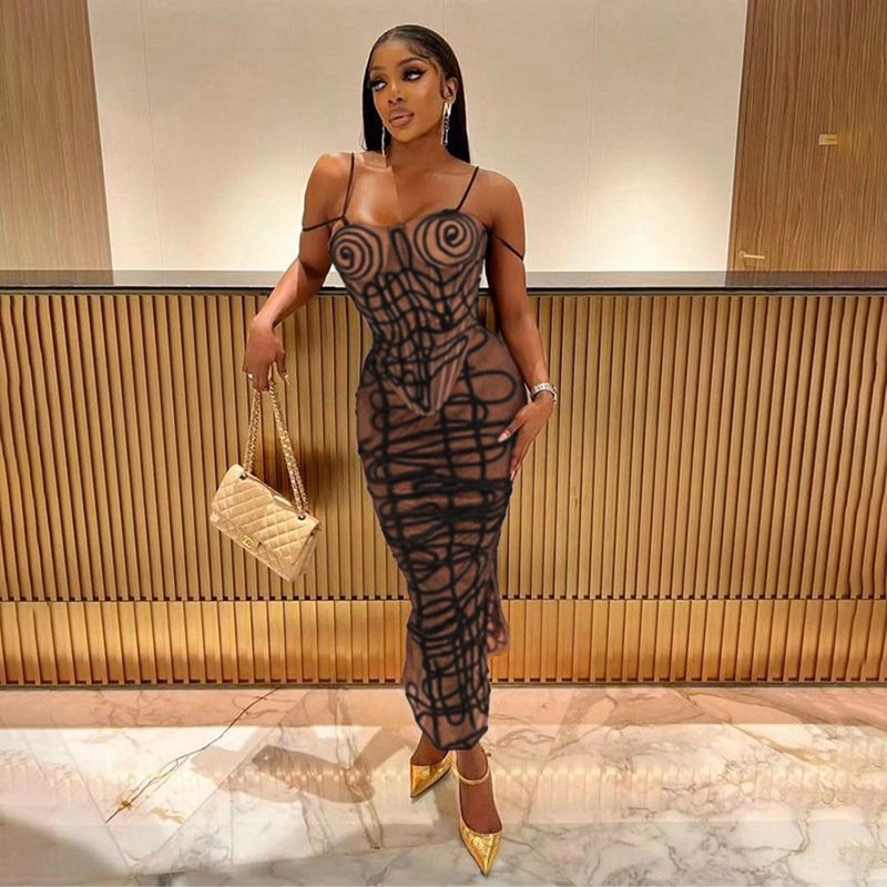 Bomblook C523ST04 Sexy Women's Evening Striped Print Tank Top Streetwear With Midi Skirt Two Piece Set Tweed Set Women Summer