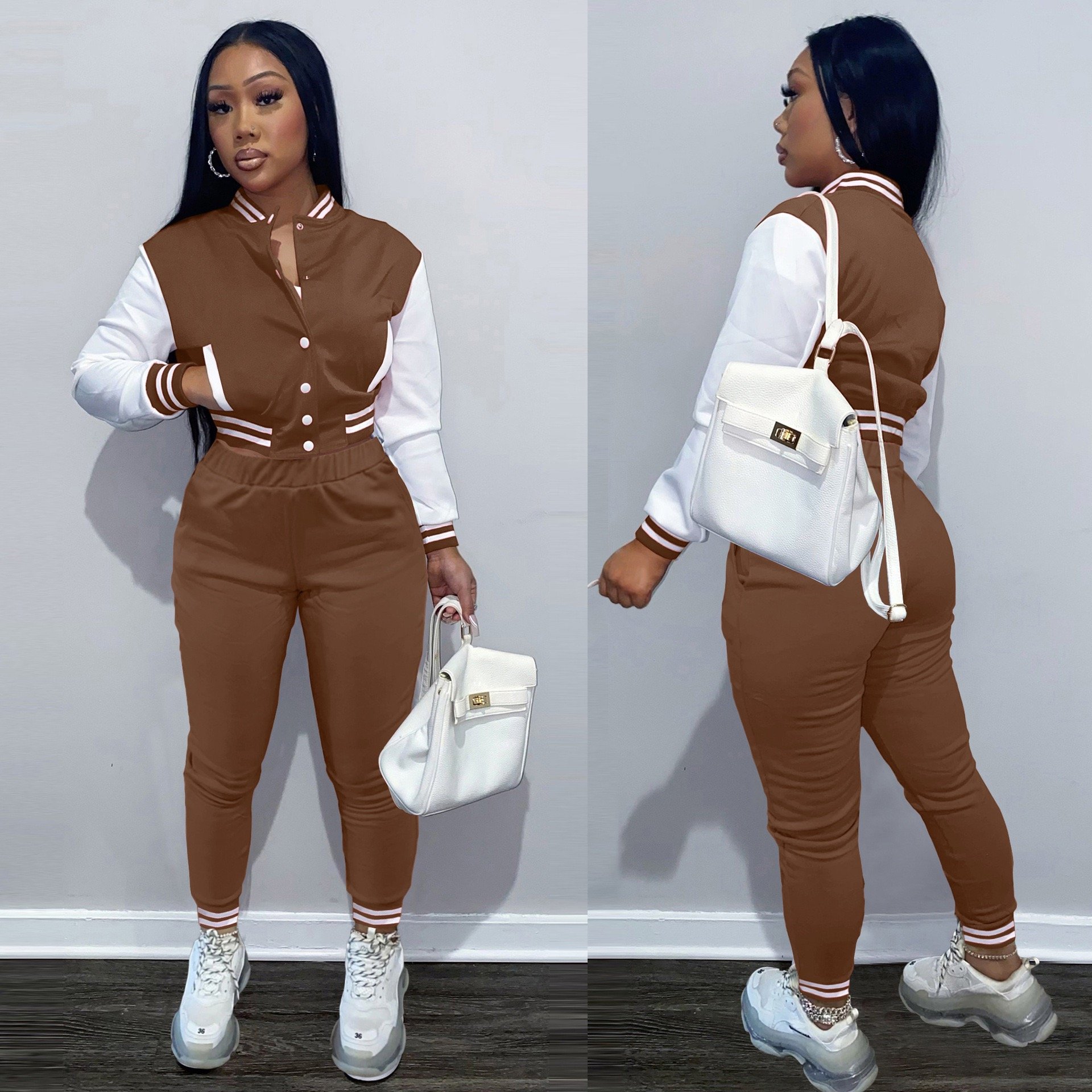 2024 Fall Winter Two Pieces Set Women Clothes Jogging Baseball Jacket Sport Sets Custom Logo Jogger for Women'S Sets