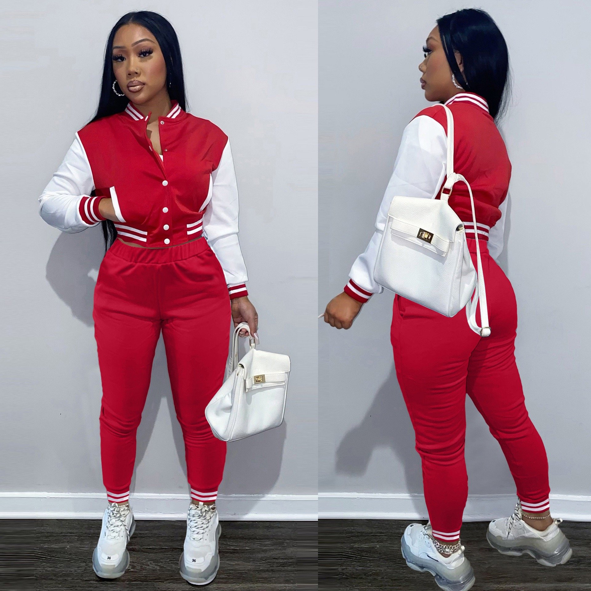 2024 Fall Winter Two Pieces Set Women Clothes Jogging Baseball Jacket Sport Sets Custom Logo Jogger for Women'S Sets