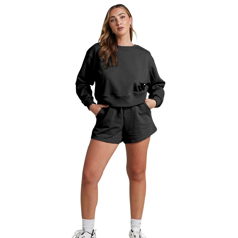 High Quality Autumn Fashion Shorts Elegant Tracksuits Outfits Custom Logo Plain Gym Plus Size Jogger Sports 2 Piece Women'S Sets