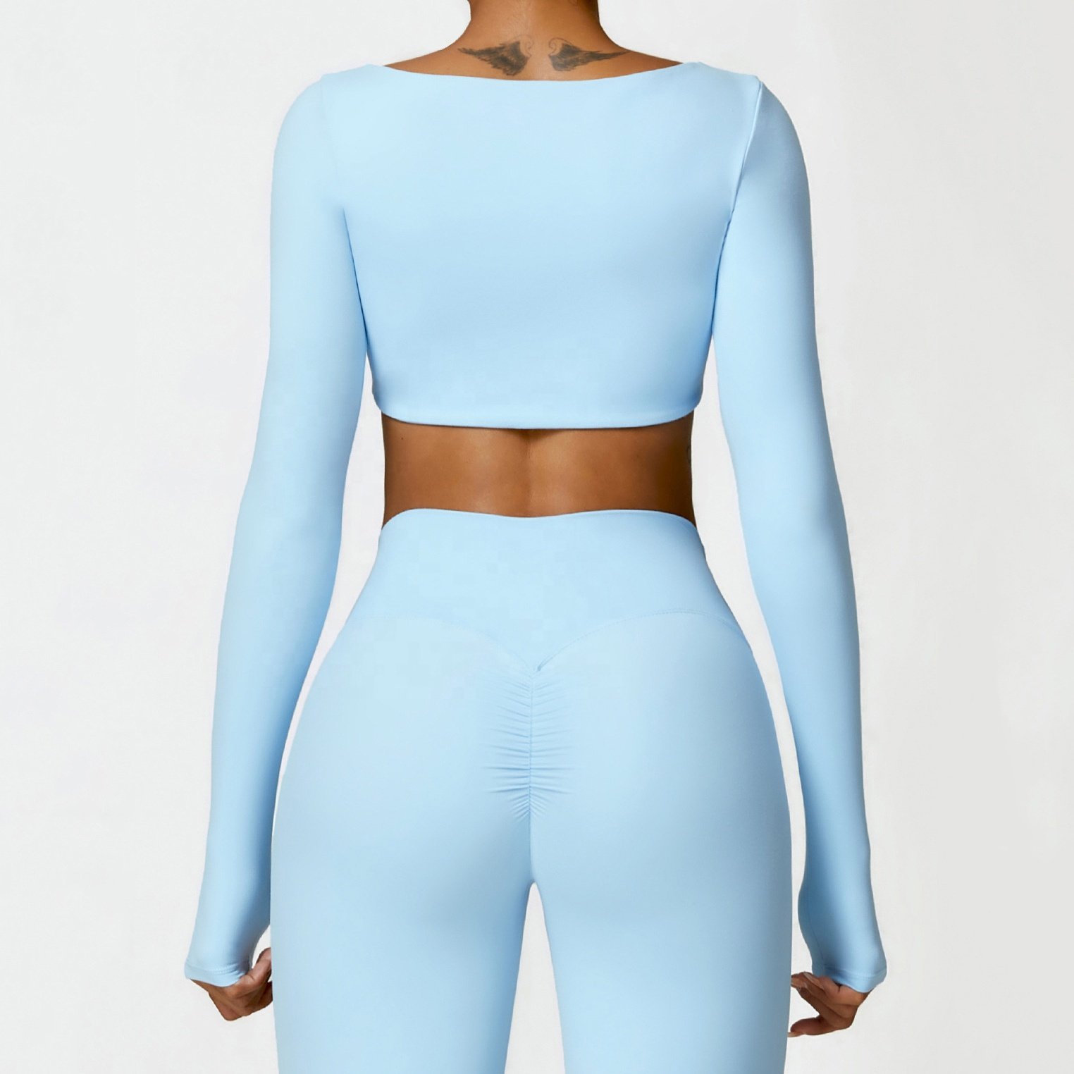 Women's Quick Dry Lightweight Square Neck Running Set Stretchy Compression Leggings Tops Plus Size Bra Shorts with Short Sleeves