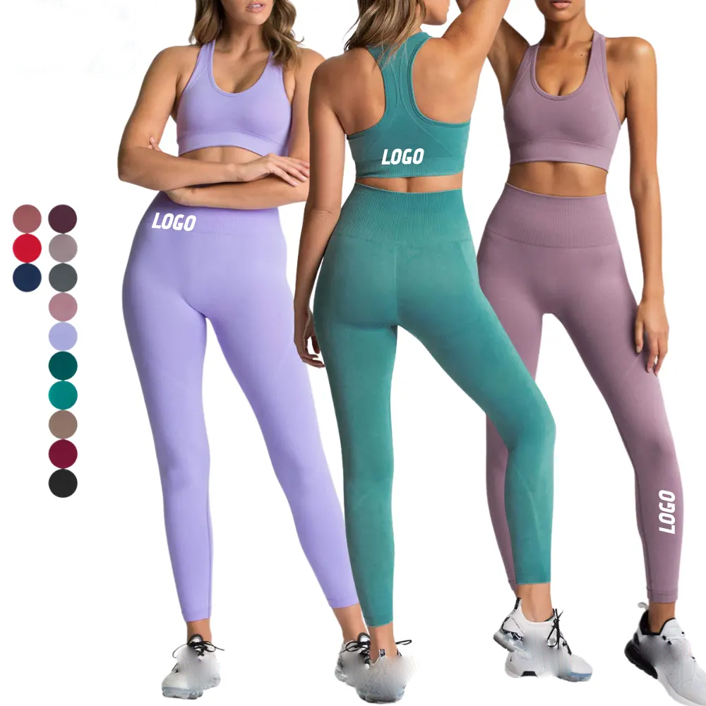 Women's Tummy Control Flexible Exercise Bodybuilding Tights and Bra Set