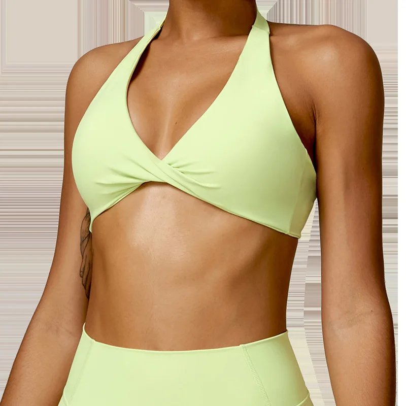 Women Halter Bra High Waist Pant Yoga Tracksuit Lady Low Neck Vest Bound Feet Trousers Gym Suit Female Crop Top Sports Sets