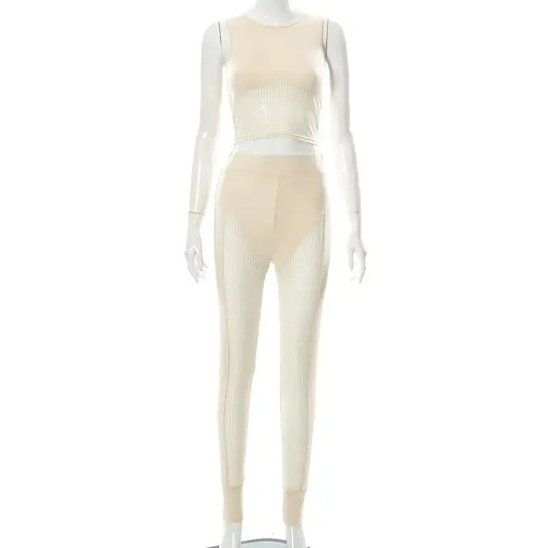 Bodysuits loungewear women sets track suit winter New style hollow-out vest skinny Peach Hip-lifting mesh trousers suit