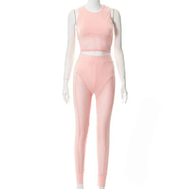 Bodysuits loungewear women sets track suit winter New style hollow-out vest skinny Peach Hip-lifting mesh trousers suit