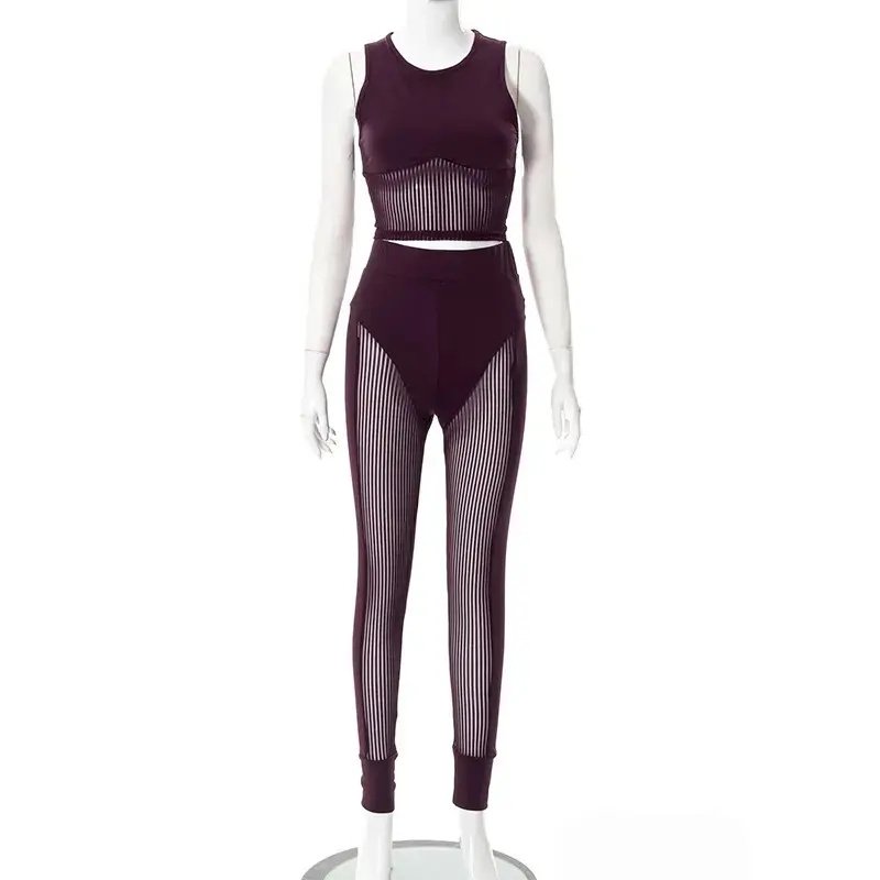 Bodysuits loungewear women sets track suit winter New style hollow-out vest skinny Peach Hip-lifting mesh trousers suit