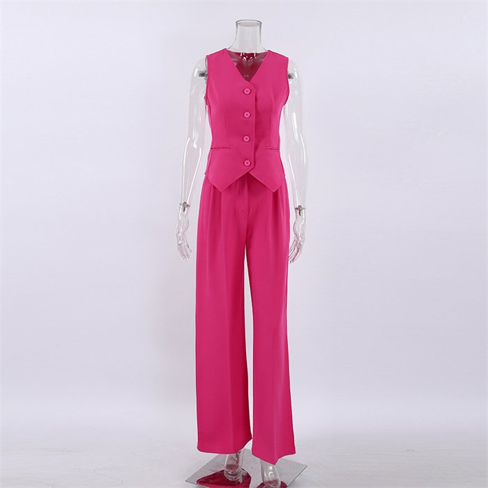 Summer Sexy Sleeveless Vest Wide Leg Pants Set Female Casual 2 Piece Outfits Women High Waist Pants Tank Crop Top