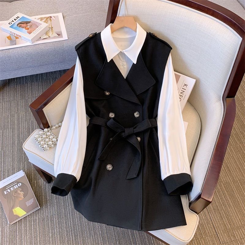 Boutique Wholesale 2022 Spring and Autumn New Korean Style Fashion Temperament Vest Coat Slimming Shirt Women's Set