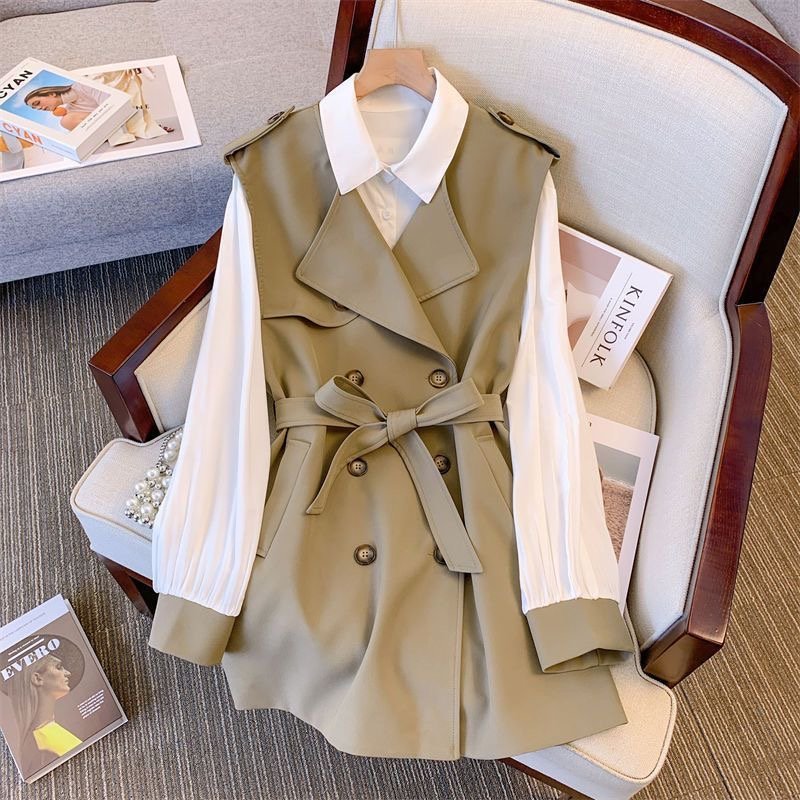 Boutique Wholesale 2022 Spring and Autumn New Korean Style Fashion Temperament Vest Coat Slimming Shirt Women's Set