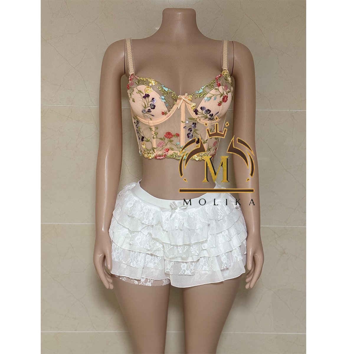 Boutique Women's Fashion Sets See Through Corset Crop Top And Mesh Shorts Skirt Matching Two Piece Corset Sets Women Clothing