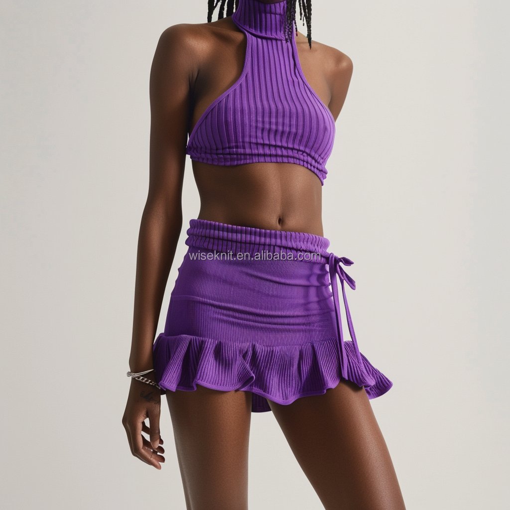 Designer tow 2 piece set women's sets clothing knit loungewear knit sets for women Y2K sleeveless Tank Top flare pant outfit