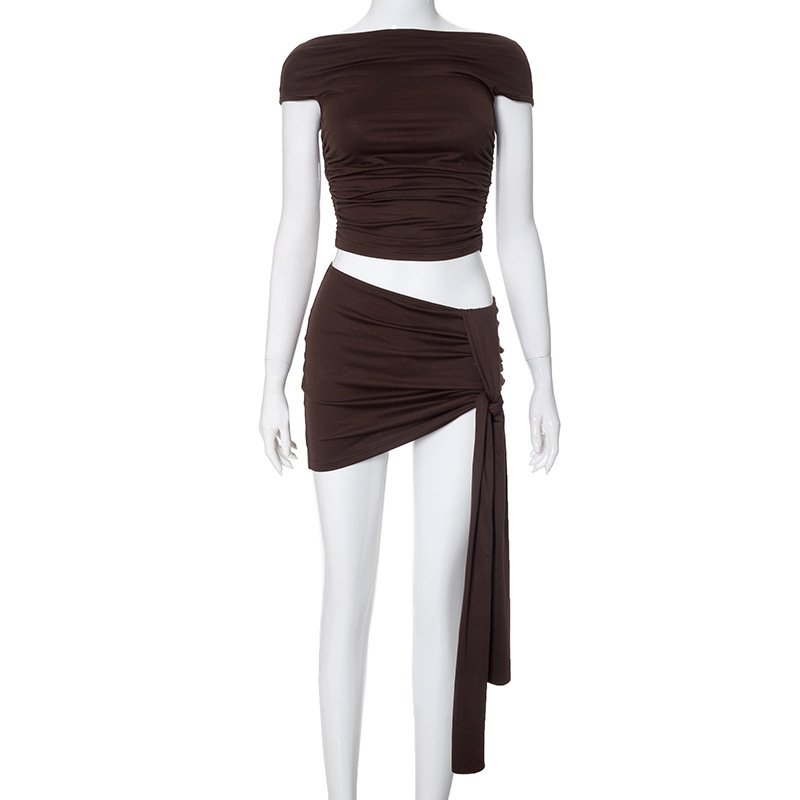 Trendy Summer Women Skirt Sets Strapless Crop Top + Mini Skirt 2 Piece Sets Girls Y2K Sexy Two Piece Sets Skirt Women Outfits