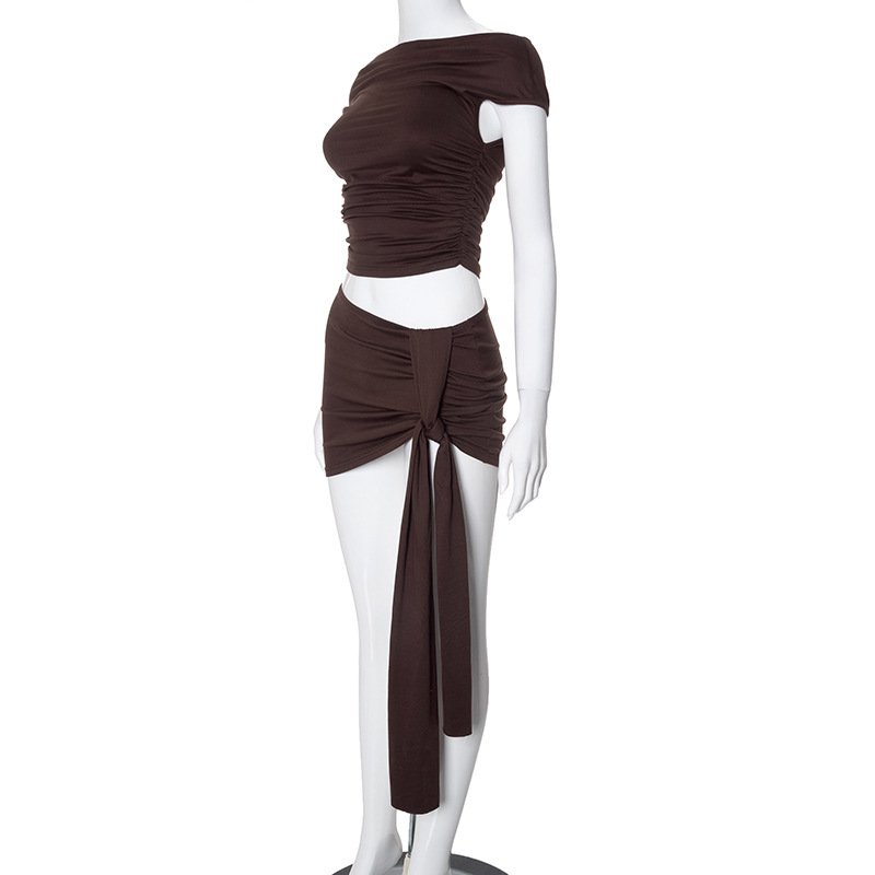 Trendy Summer Women Skirt Sets Strapless Crop Top + Mini Skirt 2 Piece Sets Girls Y2K Sexy Two Piece Sets Skirt Women Outfits