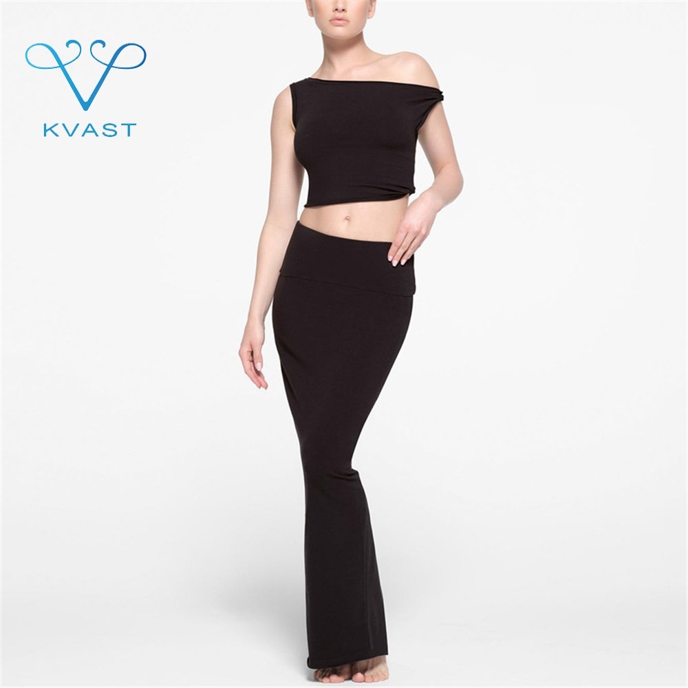Q386 2024 Summer New short Sleeve Crop T-shirt Top Solid Color Tight Skirt Women's Set