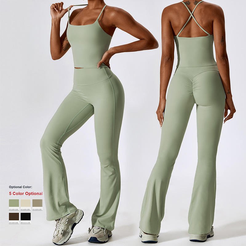 2023 New Wholesale 4Pcs Custom Ribbed Yoga Set Gym Sportswear Workout Clothing Woman Fitness Clothing Active Wear Set